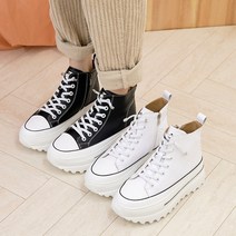 천연가죽 심플 세련된 옆지퍼 말랑 푹신 발편한 키높이 6cm 하이탑 스니커즈 619