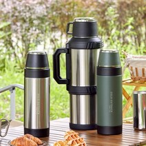 오슬로 원터치 스텐 대용량 손잡이 보온병 1.5L 4L 캠핑 등산 마호병 텀블러, 메탈