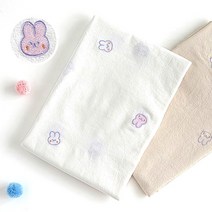 퀼트가게대폭 면20수 바이오워싱 광목 자수 토끼 천 원, 내추럴무지