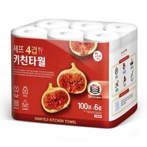 한예지 셰프 천연펄프 4겹 키친타올 100매 6롤, 없음