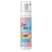 Self Tanner Luxe 브론즈 다크 브론즈 무스 폼 100% 천연 셀프 탠 바디 및 얼굴을 위한 선 없는 페이크 탠 즉각적인 색상 및 줄무늬 없는 태닝을 위한 컬러 가드 비, 1개