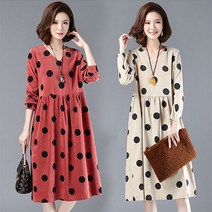 GDSHOP여성 브이넥 도트무늬 원피스 빅사이즈 프릴 스커트 YHFACAI
