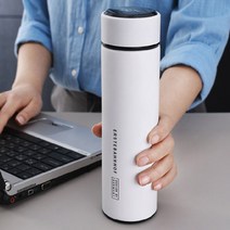 온도 조절 스마트 보온병 대용량 분유 등산 커피 휴대용 물병+차망, 블랙