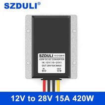 12V ~ 28V 자동차 전압 안정기 모듈 DC 컨버터 부스터 방수 전원 공급 장치, 01 12V to 28V 15A
