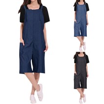 ZANZEA 여성 캐주얼 점프 슈트 장난 꾸러기 여름 짧은 오버올 청바지