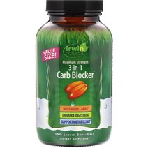 어윈 내츄럴스 3 인 1 탄수화물 차단제 Irwin Naturals 3-in-1 Carb Blocker 150 액상 소프트젤, 1개, 150정