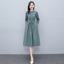꽃무늬원피스 올해 드레스 2023 가 중간 길이 여성 류 긴팔 부드러운 면화와 린넨 꽃무늬 스커트 트렌드
