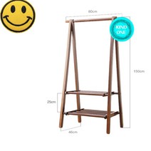 나무 원목 행거 긴옷 접이식 옷걸이 스탠드행거 원룸 드레스룸 매장 A타입+스마일와펜(4.5cm), 월넛 800 이단선반+스마일와펜
