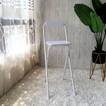 JINGMING 간단한 접이식 홈카페 테라스 정원 듣받이 높은 의자 65cm 75cm CUTE QUEEN 선물 증정, 스퀘어 화이트（높은 앉아70CM)
