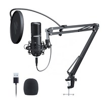 노마진 파격특가 PC USB 콘덴서 마이크 풀세트 유튜브 온라인수업 강의 먹방 줌 게임방송 고감도 ASMR 홈스튜디오, PC용 USB 콘덴서 마이크 관절형 스탠드 세트