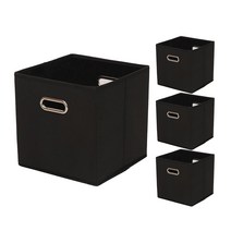 접이식 수납 정리함 선반 책장 장난감 바구니, 4개, 블랙