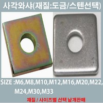 사각와샤-철도금 /스텐사각와샤 사이즈별 낱개판매, 스텐사각와샤/(내경)M33-80mm(외경)T:4.5mm, 1개