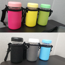 물통 크로스백 미니 350ml 물병 파우치 생수가방 네오플랜 텀블러 어깨끈, 블루