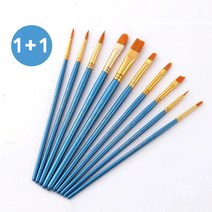 [1+1] 2셋트 HB문화사 10종 아크릴 그림 오일 수채화 브러쉬 세트, (1+1)스카이블루(SKYBLUE)10종