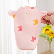 애완동물 옷 장난감 귀여운 토끼 프린트 애완 동물 조끼 요크셔 플레어 소매 의류 여름 얇은 섹션 편안한 개 핑크 강아지 티셔츠, Pink+M