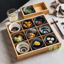 고바찌 그릇 와꾸 일식그릇 원목 초밥 나무 격자 나눔 트레이 접시 구절판 쟁반일식 Wstug 증정, 6칸대나무플레이트(종지-스타일랜덤)