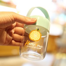 Neirny 미니보틀 텀블러 아기간식 이유식통 투명 다이어트 물병 쉐이크통 보관용기 파우치포함 기념선물 양념통, 상세페이지 참조, 오렌지(200ml), 상세페이지 참조