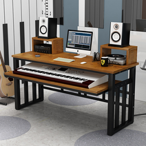엠지픽 공장직송 미디 테이블 뮤지션 건반 MIDI 피아노 책상 키보드 가성비 음악 작업, 160 블랙+오크 145