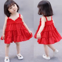 행복한초록 여름 캉캉레드 원피스