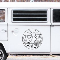 마운틴 선인장 자동차 스티커 대형 캐러밴 모터홈 스티커 어드벤처 캠핑 RV 트럭 장식 액세서리 말박스 자동차 밴 데칼, 빨간+50CM