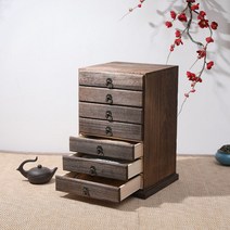 오동나무 보이차 보관함 보이차칼세트 차보관함 서랍, B 3단 차칼1개