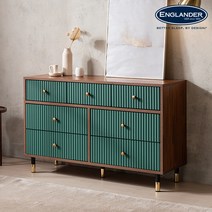 잉글랜더 시에나 템바보드 7단 와이드 서랍장, 색상:멀바우브라운+카키