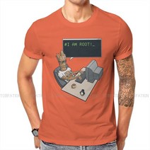 코딩로봇 프로그래머 컴퓨터 코드 I am Root T 셔츠 클래식 그래픽 Tshirt 대형 o-넥 반팔, 10 주황색_02 M