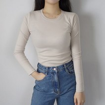 쓰리타임 / 무지 베이직 라운드 긴팔 기본 티셔츠