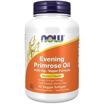 NOW 보충제 이브닝 프림로즈 오일 1000mg 콜드 프레스 헥산 프리 비건 포뮬러 식물성 소프트젤 90개