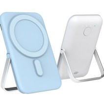 아이리 무선충전 보조배터리 5000mAh 차박 캠핑용 고속충전, 블루
