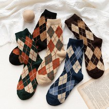 쉐린 아가일 패턴 여성 패션양말