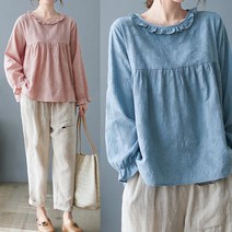 바바라옷장 빅사이즈 229136 -블라우스/면/러블리/빅사이즈/오버핏/루즈핏/데일리/엄마옷/임부복