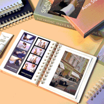 메이커리 파스텔텔바인더 접착식 사진앨범 소형 1권 + 컨페티 스티커 1매, 핑크, 블랙 내지(25매)