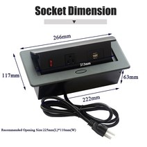 완속 가정용 전기미국 플러그 USB 충전 및 켜기 끄기 버튼 댐핑 느린 팝업 데스크탑 개폐식 전기 소켓 콘, 02 Black_03 UK_01 1