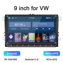 9인치 차량용 라디오 안드로이드 10 폭스바겐 파사트 5 투란 와이파이 GPS 내비게이션 BT 스플릿 스크린, 02 2G 32G