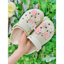 [당일출고]꽃향기만남기고갔단다10pcs(5종류)/자비츠/꽃자비츠/신발꾸미기/신발장식/실내화장식/실내화꽃장식, 하늘/흰색(10pcs), 10개