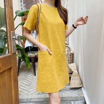 스타일대박 여름 시원한 반팔 린넨 미니 원피스