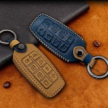 제네시스 소가죽 키케이스 2개 세트 네이비 브라운 GV80 G80 GV70 G70 등 6버튼 8버튼 제네시스 차키 스마트키 00510, 2번 8버튼 2개 세트
