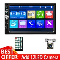 SIYA 7 &quot자동차 라디오 2 Din MP5 플레이어 터치 스크린 범용 블루투스 미러 링크 TF USB FM 8 12 카메라 원격 제어 7012B, Radio and 12 LED