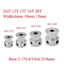 2GT 12 15 16 20 톱니 타이밍 풀리 보어 3.17/4/5/6/6.35/8mm GT2 벨트 폭 6mm 10mm 3D 프린터 CNC 부품, 12 20 Teeth Bore 6mm_03 15mm
