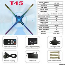 홀로그램 프로젝터 디스플레이 광고 3D팬 wifi 제어 전송 그림 비디오 상업 led, t45 세트, 나는 플러그