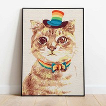 플레이어바웃 명화그리기 무지개 고양이 캔버스페인팅 DIY, 무지개 고양이 (GX38456)