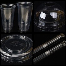 테이크아웃컵 카페일회용컵 뚜껑 투명 14 16 22 온스 온즈 1회용 아이스 커피컵 100개 벌크, 16온스컵 100개