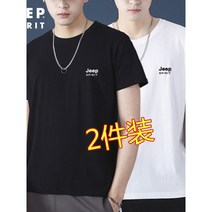 [JEEP]지프1+1 반팔티셔츠 남성 100% 면 여름 반팔 남성용 크루넥 루즈핏 루즈핏 남성용 티셔츠