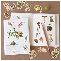 켈리그라피 종이 스티커 고래 식물 새 꽃 플라워 꾸미기 DIY 스티커 다꾸 스티커 스꾸, 가을숲
