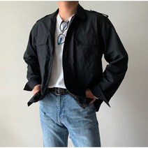 어니스트클래식 남자 포켓 캐주얼 간절기 오버핏 견장 나일론 셔츠 자켓