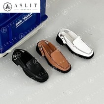 애슬릿 애슬릿 스퀘어 토 여성 오버솔 버클 슬링백 로퍼 3cm