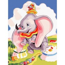 다이아몬드 페인팅 만화 초상화 풀 라운드 모자이크 자수 크로스 스티치 아트 방 DIY 장식, 30x40cm, Dumbo