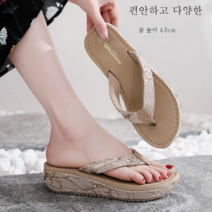 ZZJJC 조리녀 미끄럼 방지 비치화 키높이 통굽 여성 슬리퍼 웨지힐 라운지샌들 슬리퍼