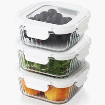 네오플램 글라스캡 내열유리 반찬통 밀폐용기 3p세트 800ml, 3개